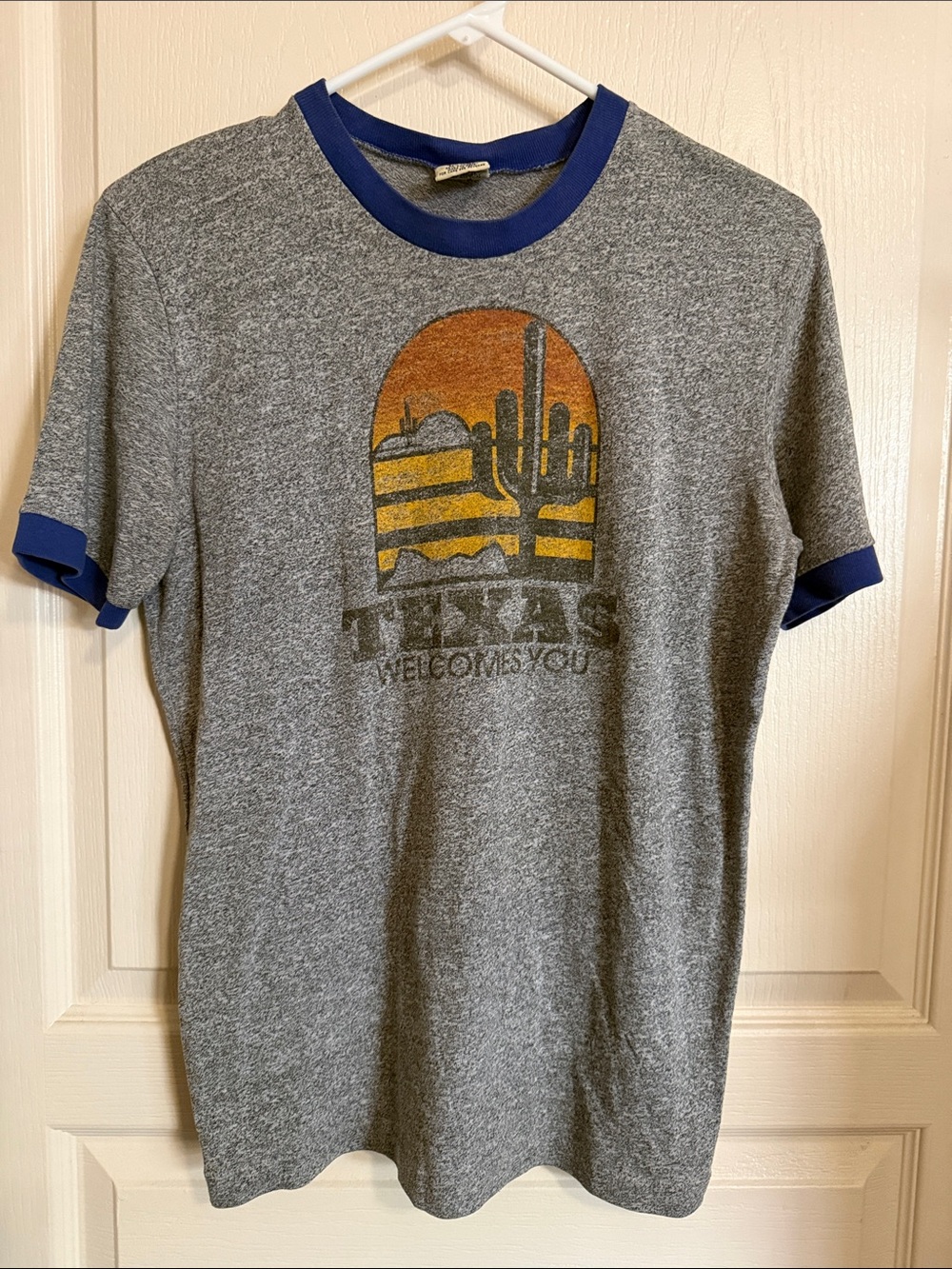 Abercrombie & Fitch Blue Trim Heather Gray Short Sleeve Tee Sz Small
